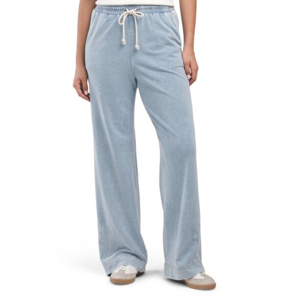 JANE & DELANCEY Light Indigo Light Loop Back Faux Denim French Terry Pants - Picture 1 of 2